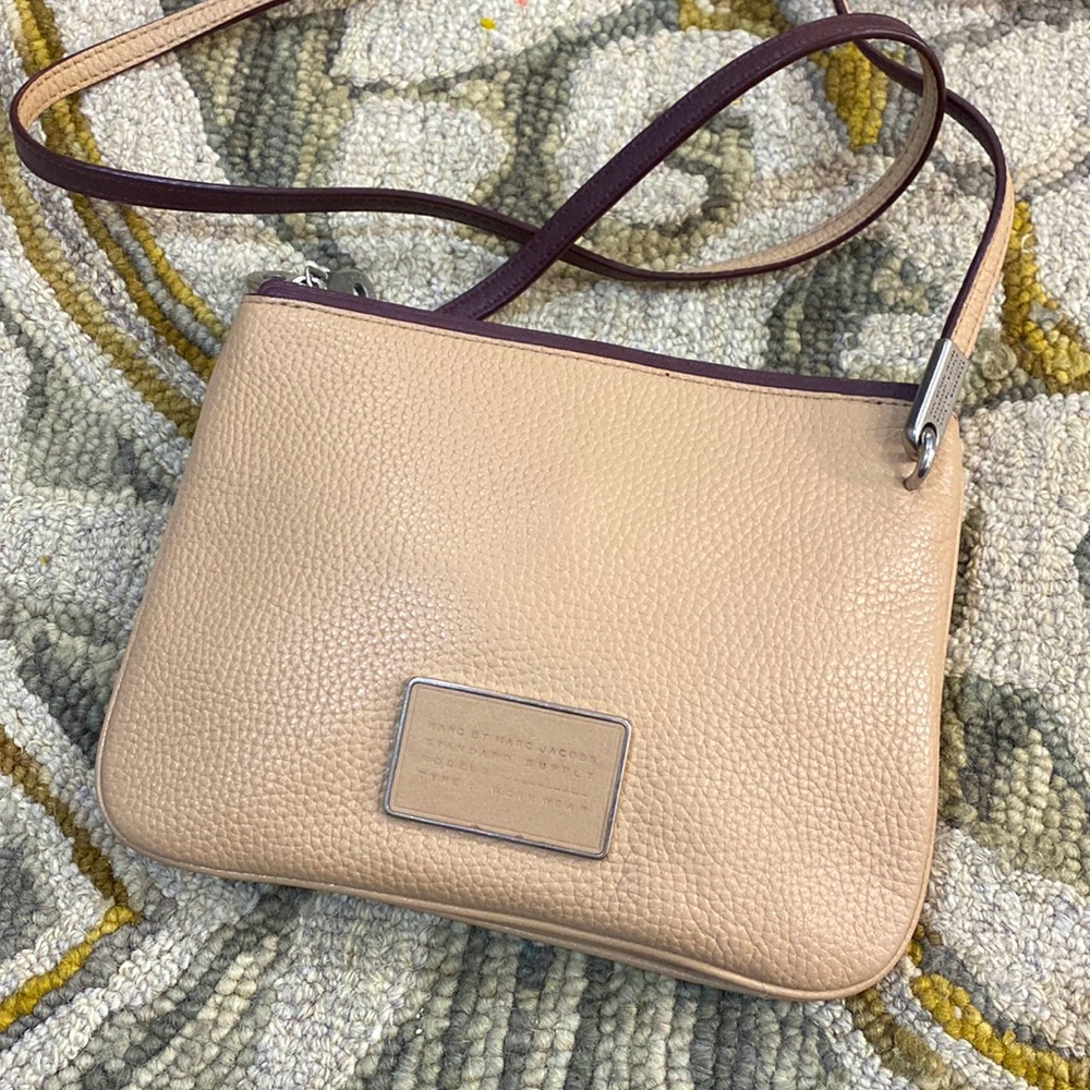 💕 Marc Jacobs leather taupe plum work wear shoulder crossbody bag euc 💕